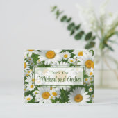 白デイジーエレガント白フローラ野緑 サンキューカード (スタンド正面)