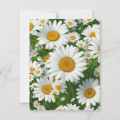 白デイジーエレガント白フローラ野緑 サンキューカード (裏面)