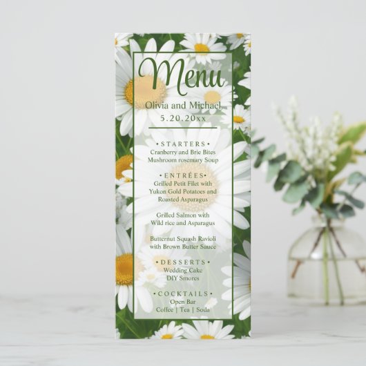 白デイジーエレガント白フローラ野緑 メニュー (スタンド正面)