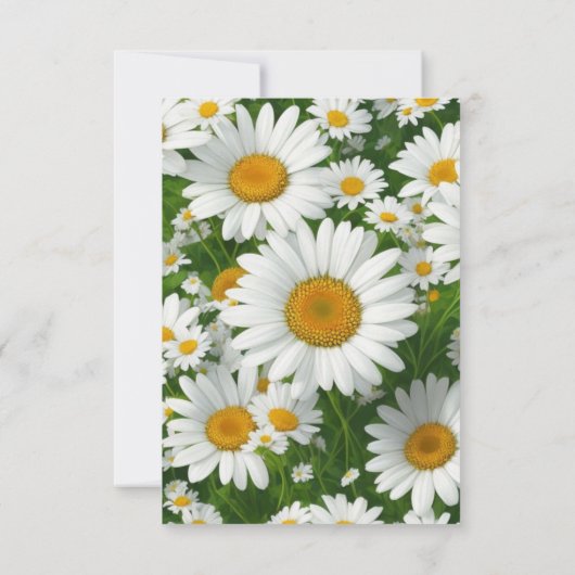 白デイジーエレガント白フローラ野緑 出欠カード (裏面)