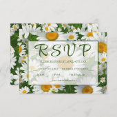 白デイジーエレガント白フローラ野緑 出欠カード (正面/裏面)