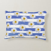 白デイジーオンブルーウォーターストライプカラー アクセントクッション (裏面)