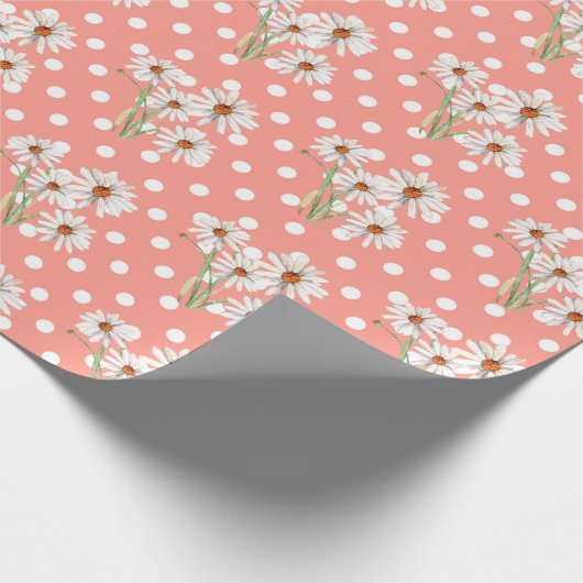 白デイジーオン水玉模様 ラッピングペーパー (角)