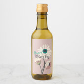 白デイジーモダンフローラ開花母の日 ワインラベル (正面)