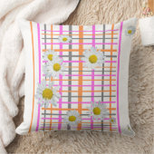 白デイジー市松模様にパターン装飾用クッション クッション (ブランケット)