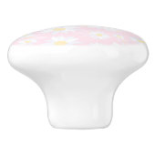 白デイジー花ピンクフローラ セラミックノブ (側面)