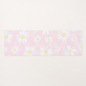 白デイジー花ピンクフローラ ヨガマット (裏面(横))