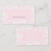 白デイジー花ピンクフローラ 名刺 (正面/裏面)