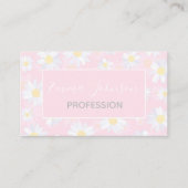 白デイジー花ピンクフローラ 名刺 (正面)