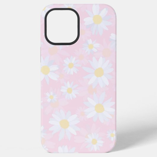 白デイジー花ピンクフローラ iPhoneケース (裏面)