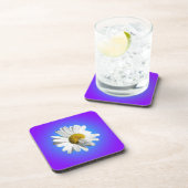 白デイジー花フローラ紫ブルーグラデーション コースター (右側)