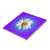 白デイジー花フローラ紫ブルーグラデーション タイル (側面)