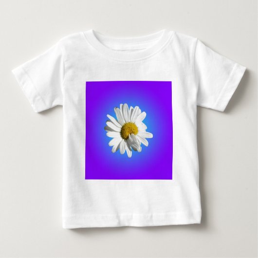 白デイジー花フローラ紫ブルーグラデーション ベビーTシャツ (正面)