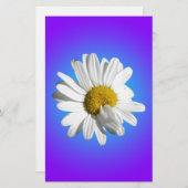 白デイジー花フローラ紫ブルーグラデーション 便箋 (正面/裏面)
