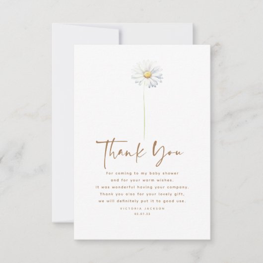 白デイジー花可愛エレガントい小さなお礼 サンキューカード (正面)