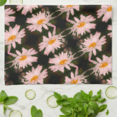 白デイジー花抽象芸術模様 キッチンタオル (折り畳み)