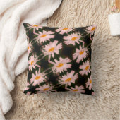 白デイジー花抽象芸術模様 クッション (ブランケット)