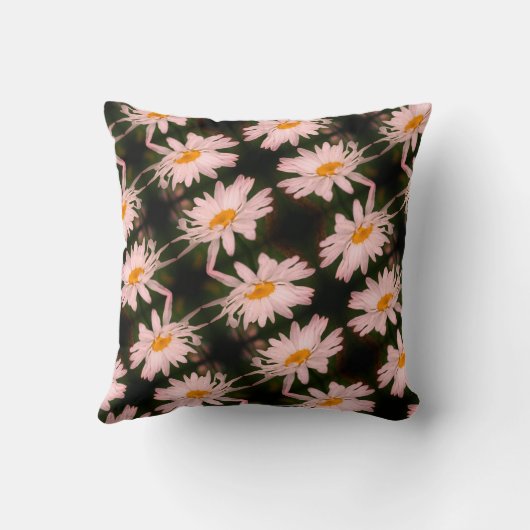 白デイジー花抽象芸術模様 クッション (裏面)