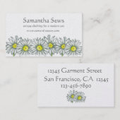 白デイジー花筆とインクスケッチ 名刺 (正面/裏面)