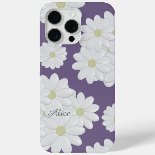 白デイジー花紫色の名前かわいいガーリーフローラ Case-Mate iPhoneケース (裏面)