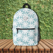 白デイジー花青タイル追加ロゴ企業の プリントバックパック