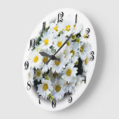 白デイジー花 ラージ壁時計 (傾斜)