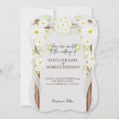 白デイジー陽気なフローラシンプル水彩 招待状 (正面)