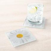 白デイジー ガラスコースター (アングル)