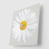 白デイジー スクエア壁時計 (傾斜)