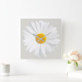 白デイジー スクエア壁時計 (ホーム)