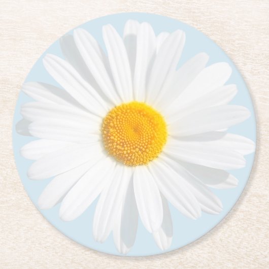 白デイジー ラウンドペーパーコースター (正面)