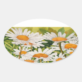 白デイジー 楕円形シール