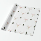 白トナカイのクリスマスツリーのラッピング紙 ラッピングペーパー (アンロールド)