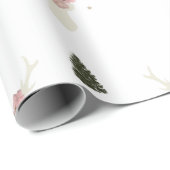 白トナカイのクリスマスツリーのラッピング紙 ラッピングペーパー (ロールコーナー)