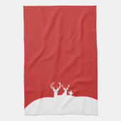 白トナカイ家族ディアスノークリスマス キッチンタオル (縦)