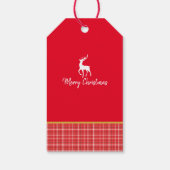 白トナカイ赤い格子模様のメリークリスマス ギフトタグ (裏面)