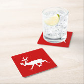 白トナカイ/カリブシルエット スクエアペーパーコースター (インサイチュ)