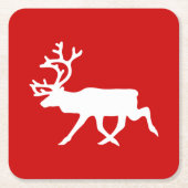 白トナカイ/カリブシルエット スクエアペーパーコースター (正面)