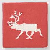 白トナカイ/カリブシルエット ストーンコースター (正面)