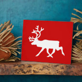 白トナカイ/カリブシルエット フォトプラーク (側面)