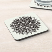 白トリップ（幻覚体験）のような黒曼荼羅サイケデリックカッコいい コースター (左側)