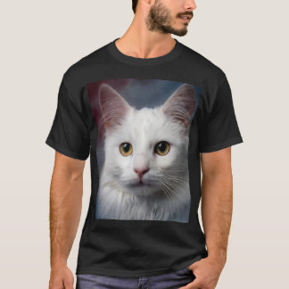 白トルコアングラ猫 赤と青 Tシャツ