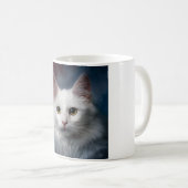 白トルコアンゴラ猫 赤と青 コーヒーマグカップ (正面右)