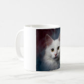 白トルコアンゴラ猫 赤と青 コーヒーマグカップ (正面左)