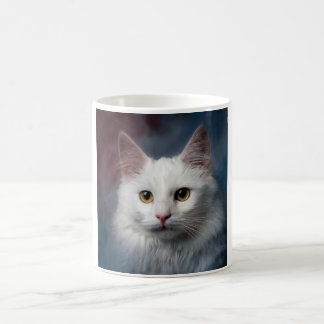 白トルコアンゴラ猫 赤と青 コーヒーマグカップ