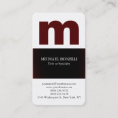 白トレンディーモダン暗赤色モノグラム 名刺 (正面)