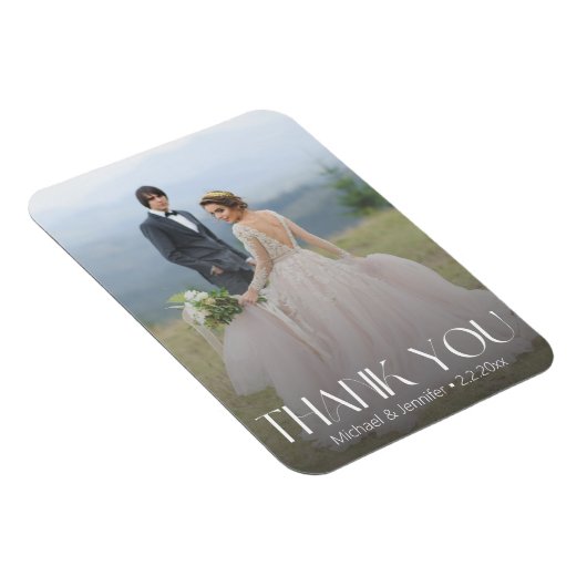 白トレンディー結婚タイポグラフィの写感謝してい真 マグネット (右側)