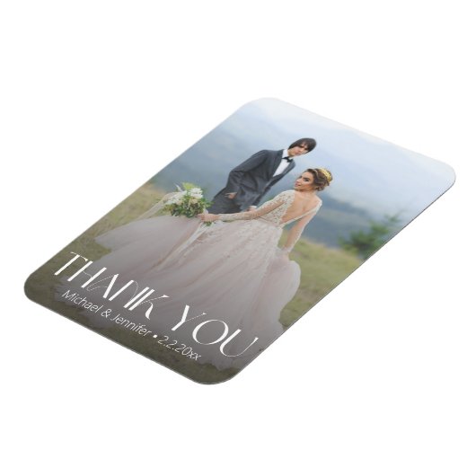 白トレンディー結婚タイポグラフィの写感謝してい真 マグネット (左側)