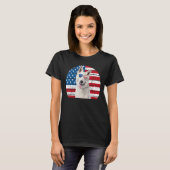 白ドイツ羊飼いアメリカ国旗7月4日Gsd D Tシャツ (正面フル)