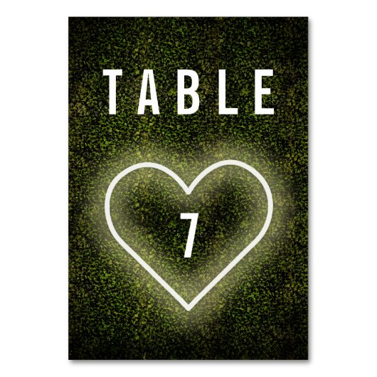 白ネオンハートボックウッド結婚ズ テーブルナンバー (正面)
